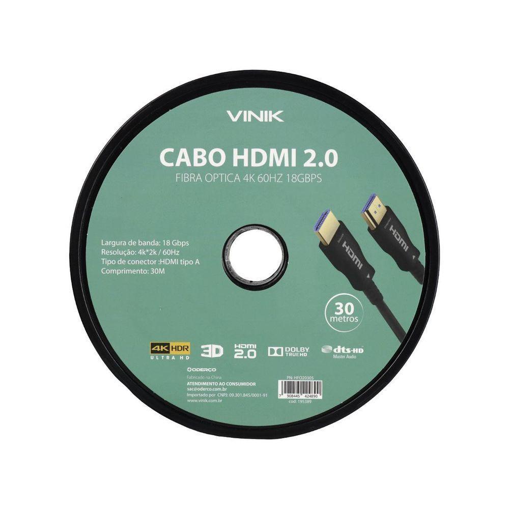 Cabo Hdmi 2.0 Fibra Optica 4k 60hz 18gbps 30 Metros Vinik - - 5