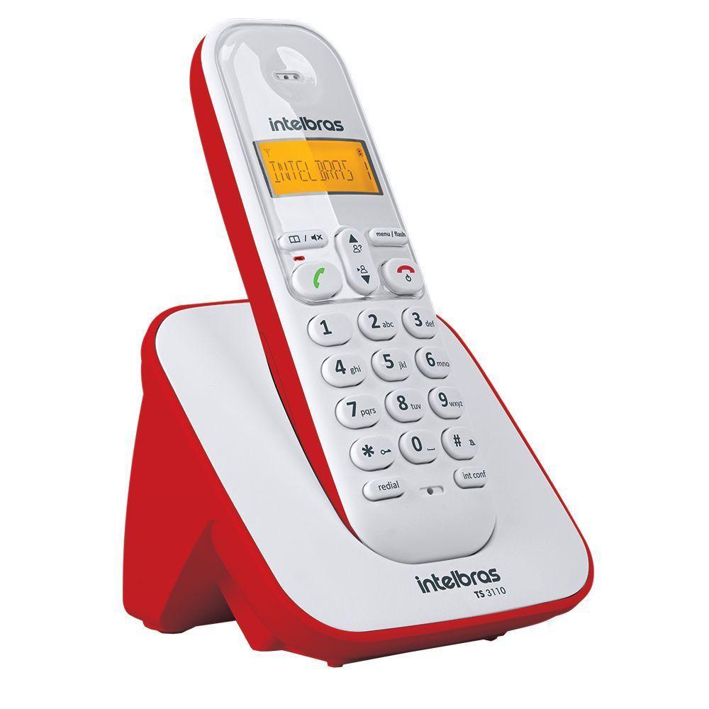 Telefone Sem Fio Intelbras Ts 3110 Branco/vermelho 4123101 - 1