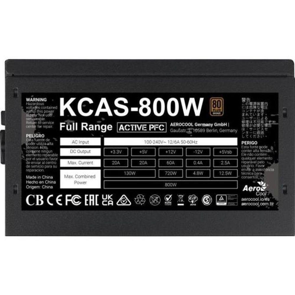 Fonte Gamer Atx Aerocool Kcas 800w 80 Plus Full Range Apfc - 6