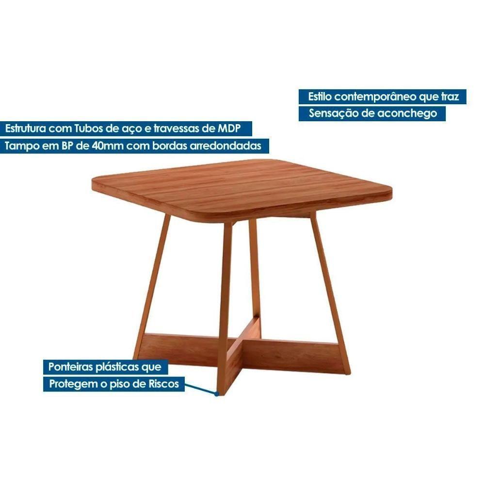 Sala De Jantar Completa átria 1593 Aço C- Tampo Madeirado 90x90cm E 4 Cadeiras Lira Preto-nogal - Preto-grafite - Preto - Carraro - 6