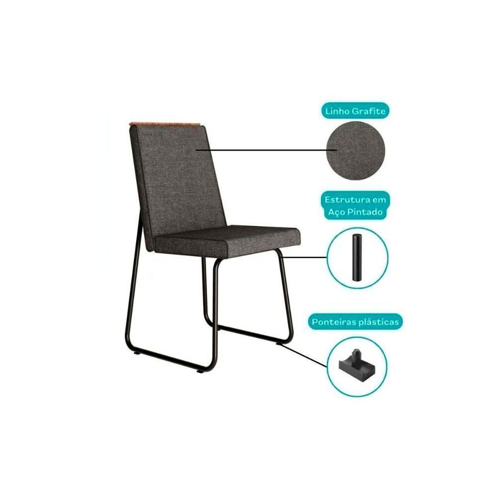 Sala De Jantar Completa átria 1593 Aço C- Tampo Madeirado 90x90cm E 4 Cadeiras Lira Preto-nogal - Preto-grafite - Preto - Carraro - 7