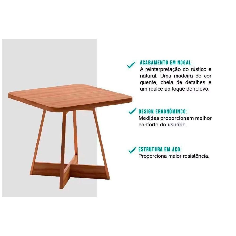 Sala De Jantar Completa átria 1593 Aço C- Tampo Madeirado 90x90cm E 4 Cadeiras Lira Preto-nogal - Preto-grafite - Preto - Carraro - 9