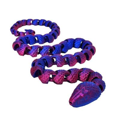 Cobra Articulada 67 Cm Impressão 3d Decoração Cor Bicolor Lilás E Azul