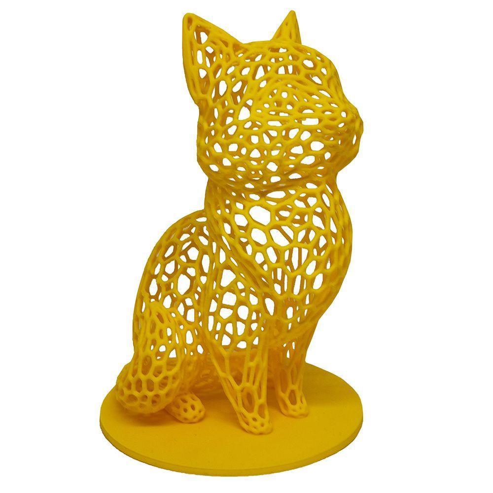 Gato Sentado 18 Cm Vazado 3d Enfeite Objeto Decorativo Decoração Amarelo - 1