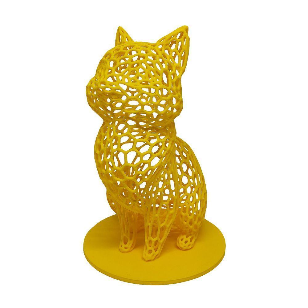 Gato Sentado 18 Cm Vazado 3d Enfeite Objeto Decorativo Decoração Amarelo - 2