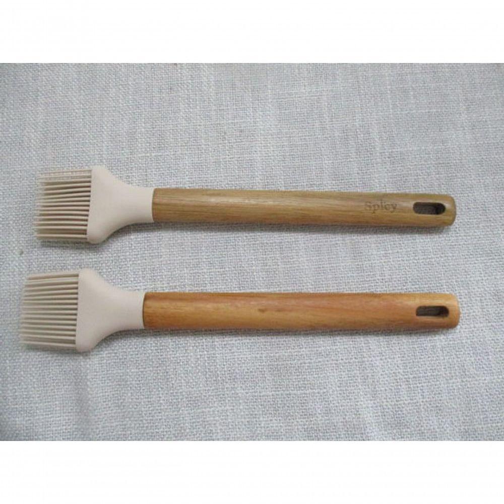 Pincel De Silicone Com Cabo Em Acácia Spicy Bege - 6