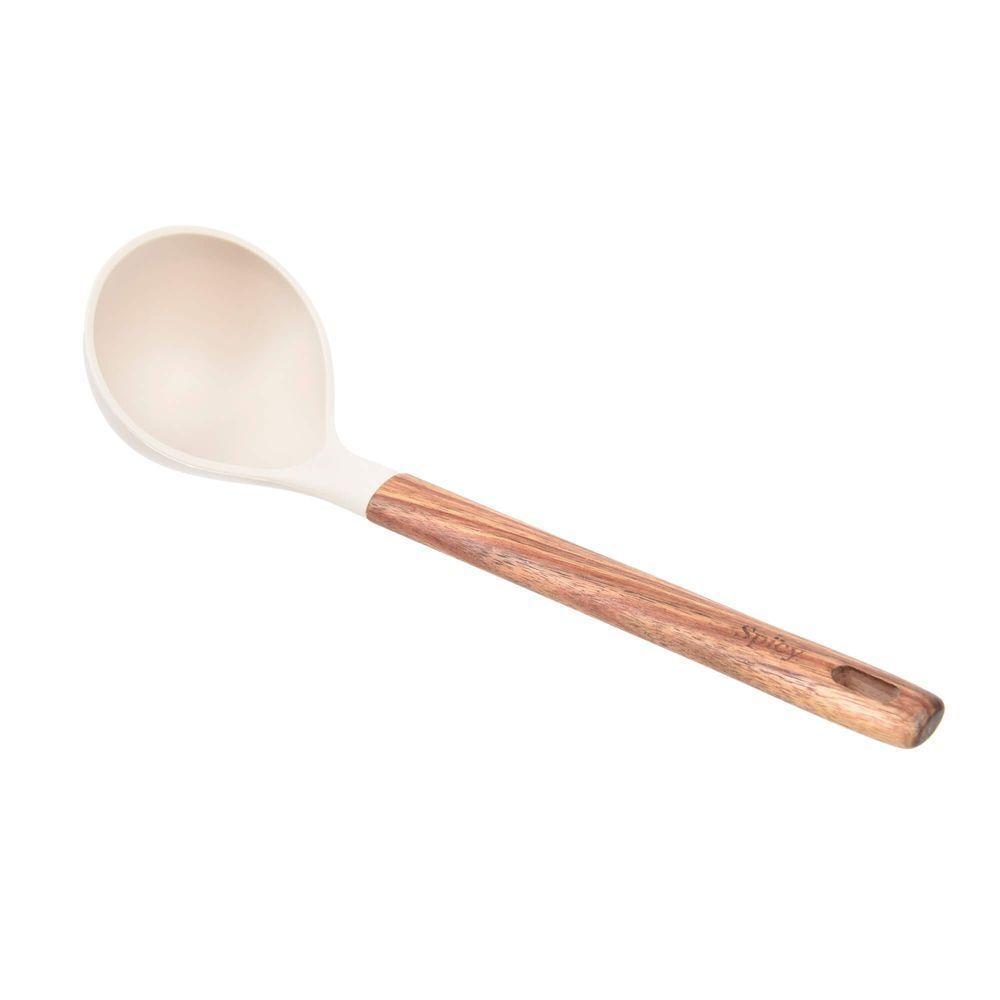 Concha De Silicone Com Cabo Em Acácia Spicy Bege - 4