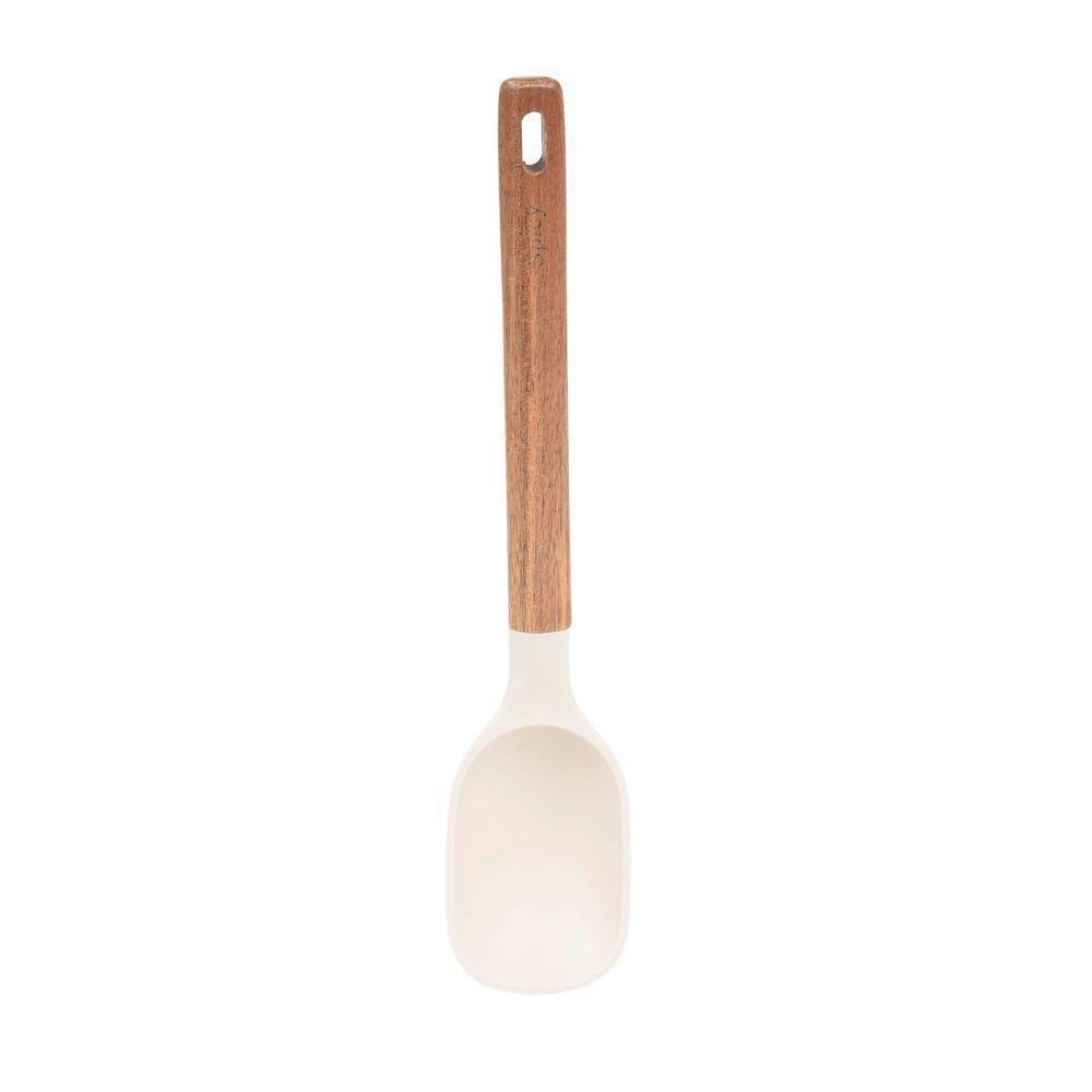 Colher De Arroz De Silicone Com Cabo Em Acácia Spicy Bege - 1
