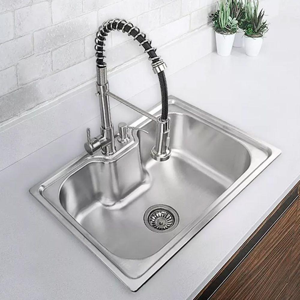 Cuba Cozinha Goumert Luxo Bancada Aço Inox Ralo Sifao Dispenser Escorredor Copa Casa Restaurante Lavanderia - 4