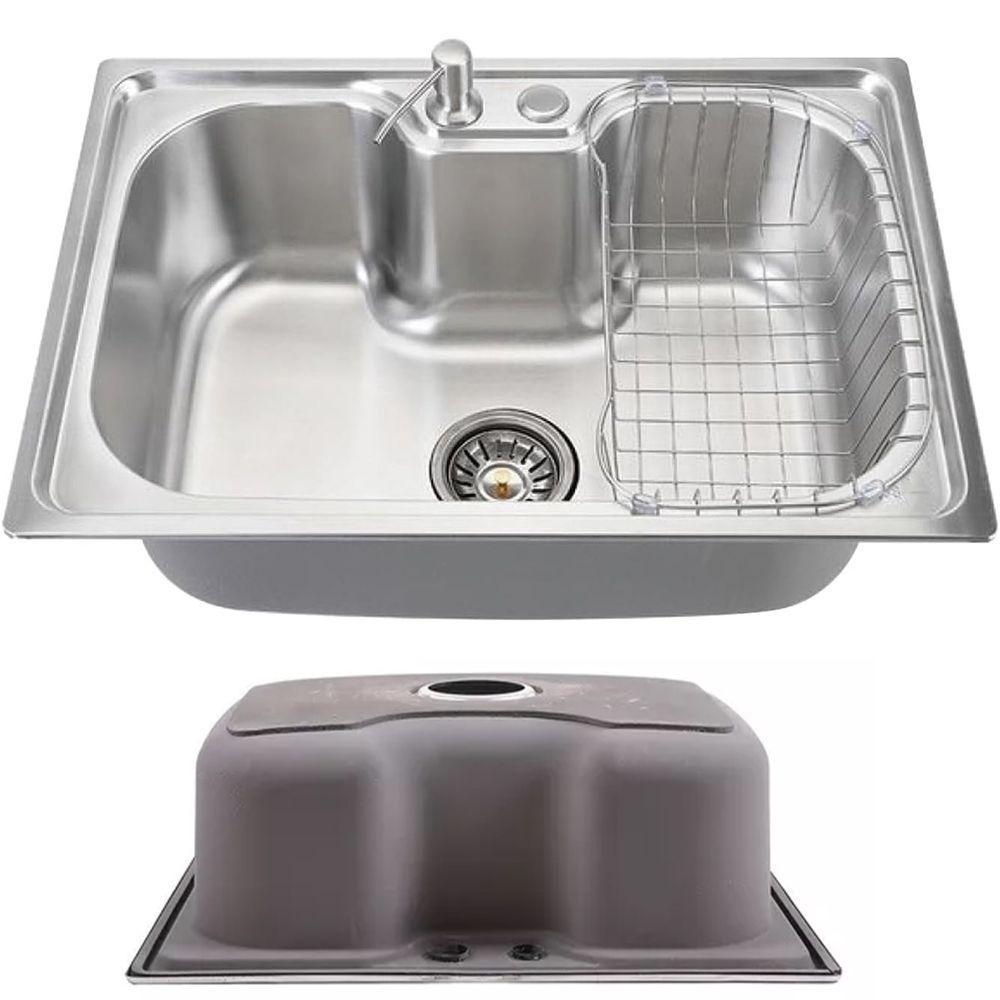 Cuba Cozinha Goumert Luxo Bancada Aço Inox Ralo Sifao Dispenser Escorredor Copa Casa Restaurante Lavanderia - 5