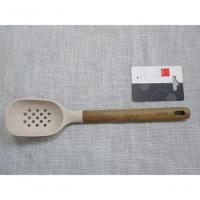 Colher De Serviço De Silicone Com Cabo Em Acácia Spicy Bege - 7