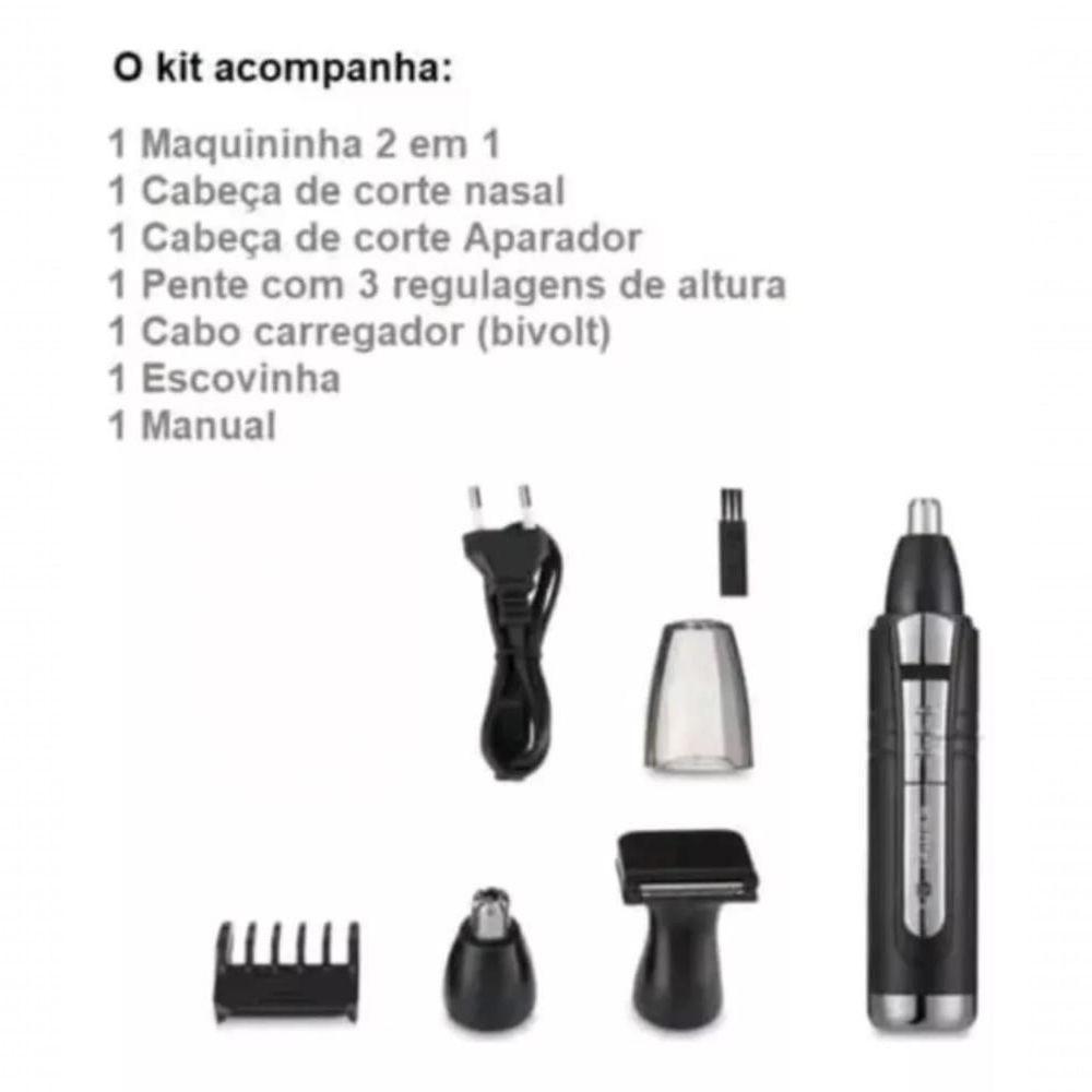Maquina Recarregável Para Barba Pêlos Nariz Sobrancelha Orelha Costeleta Km-6511 - 2