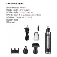 Maquina Recarregável Para Barba Pêlos Nariz Sobrancelha Orelha Costeleta Km-6511 - 2