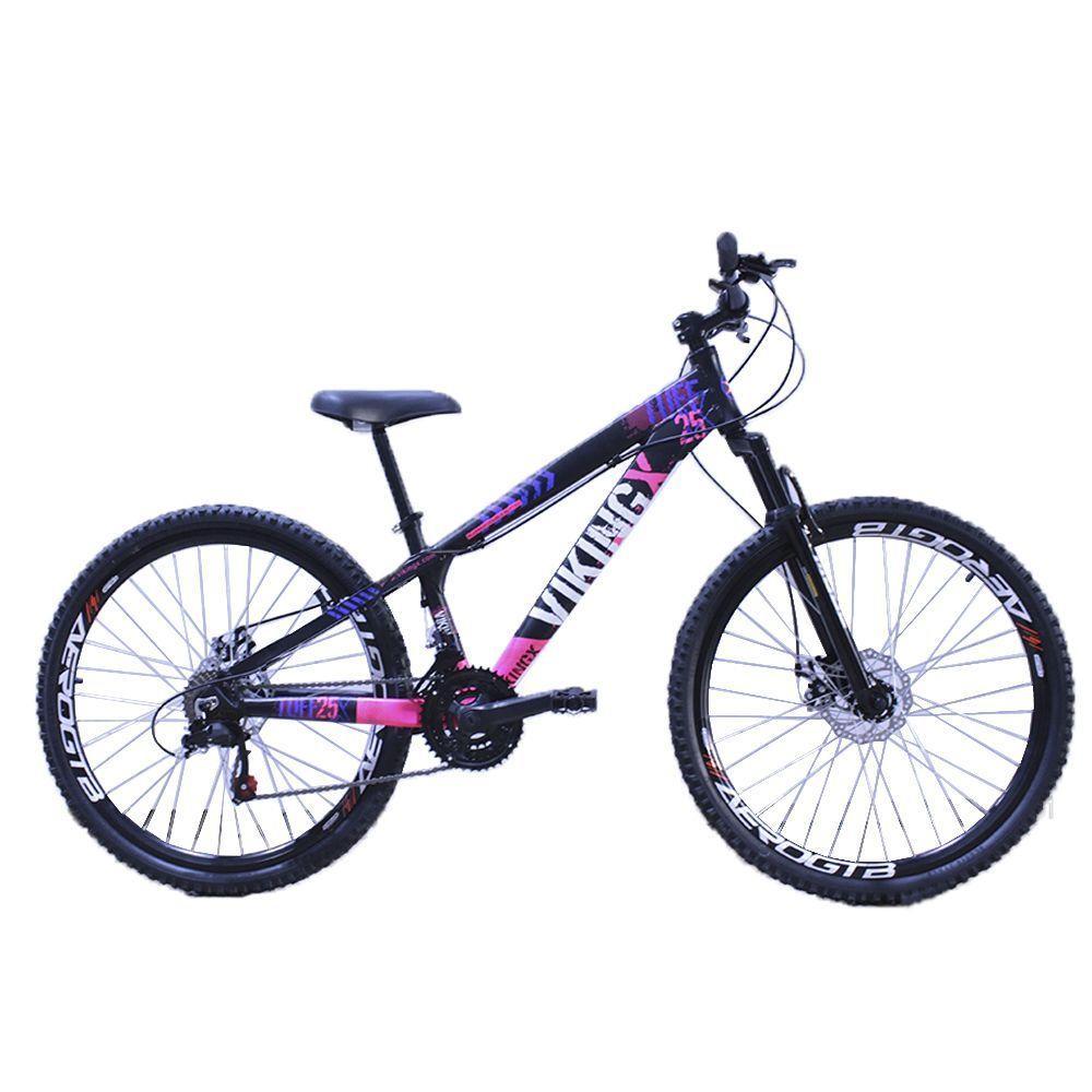 Bicicleta Viking X Tuff 25/30 Aro 26 Freio A Disco 21v Cambios Importados Preto Rosa - 1