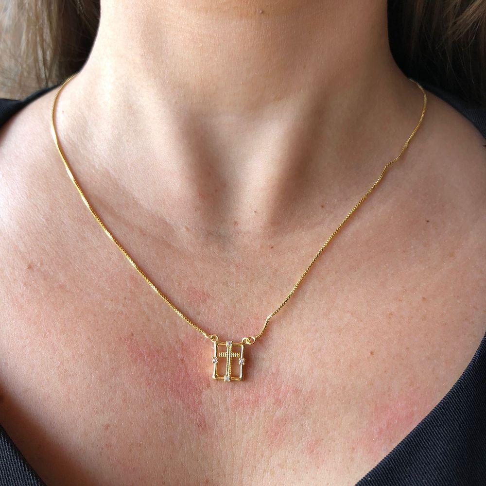 Escapulário Nossa Senhora Aparecida Com Zircônia Banhado Em Ouro 18k - 5