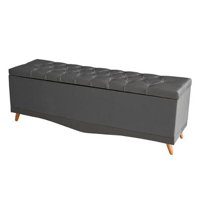 Recamier Calçadeira Baú Barcelona King 195 Cm Botão Encapados Pés Palito Suede Grafite Do Lar Móveis