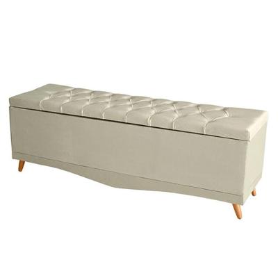 Recamier Calçadeira Baú Barcelona Casal 140 Cm Botão Encapados Pés Palito Suede Porcelana Do Lar Móveis