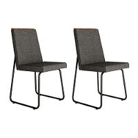 Sala De Jantar Completa átria 1592 Aço C- Tampo Madeirado 160x90cm E 6 Cadeiras Lira Preto-nogal - Preto-grafite - Preto - Carraro - 8