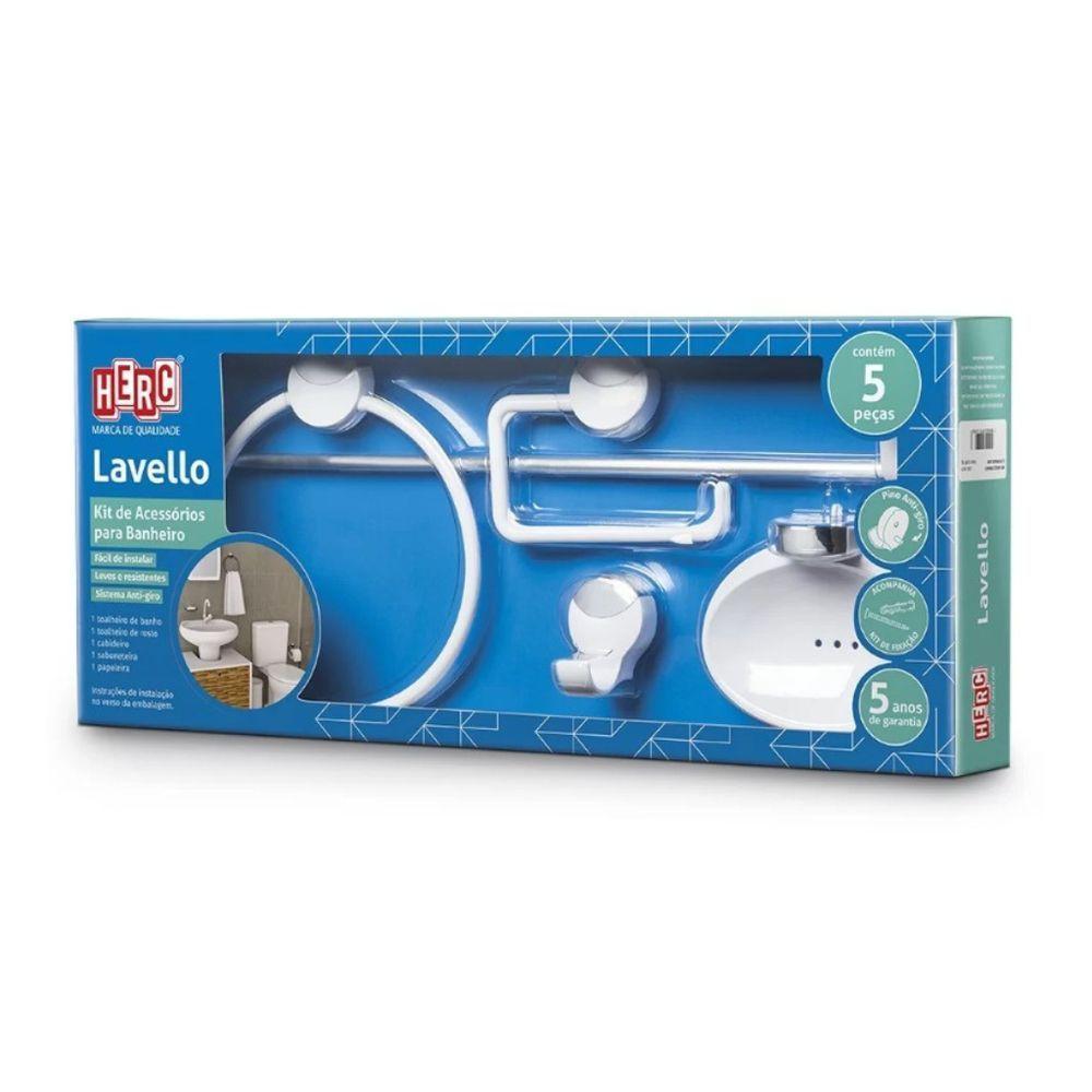 Kit De Acessórios Lavello 5 Peças - Herc Branco Com Cromado - 1