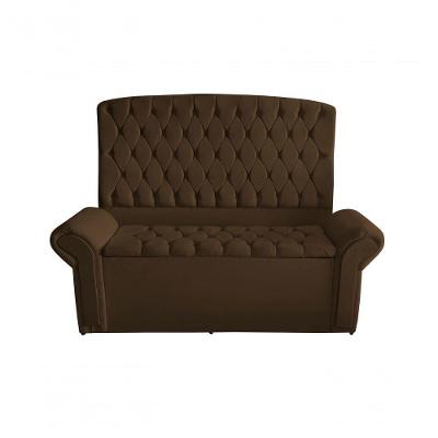 Kit Dubaí Cabeceira De Cama Box Casal E Recamier Baú Queen 160 Cm Suede Marrom Do Lar Móveis