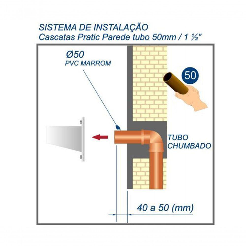 Cascata Pratic Naburi 40cm De Embutir Na Parede Com Acabamento Em Aço Inox 304 Para Piscinas - Sodramar - 2