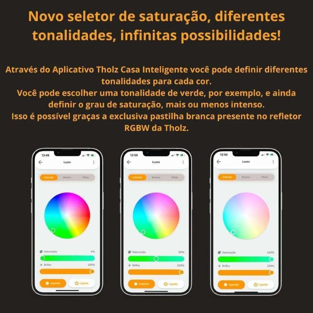 Refletor Led 15w Inox Rgb Premium Com Cabo 02 Metros Para Iluminação Piscina - Tholz - 4