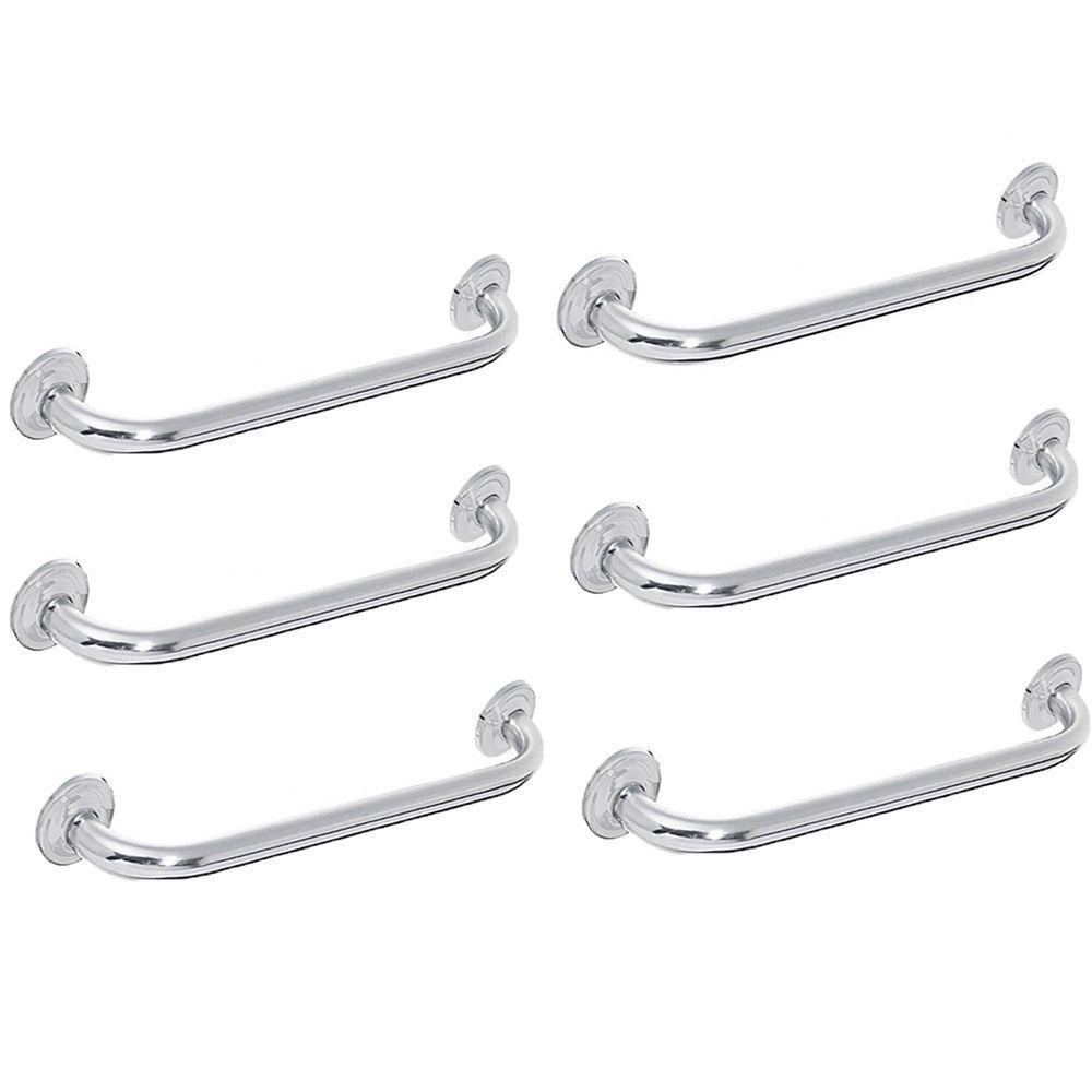 Barra Alça De Apoio Kit 6 Uni Banheiro Inox 40cm Barra Idoso Cadeirante Deficiente Acessibilidade - 1