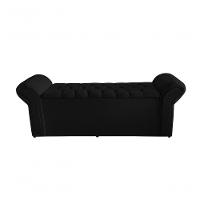 Kit Dubaí Cabeceira De Cama Box Casal E Recamier Baú Solteiro 90 Cm Suede Preto Do Lar Móveis - 3