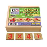 Conjunto De Números E Sinais Com 40 Peças Em M.d.f Madeira - 2