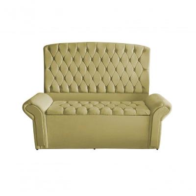 Kit Dubaí Cabeceira De Cama Box Casal E Recamier Baú 140 Cm Suede Bege Do Lar Móveis