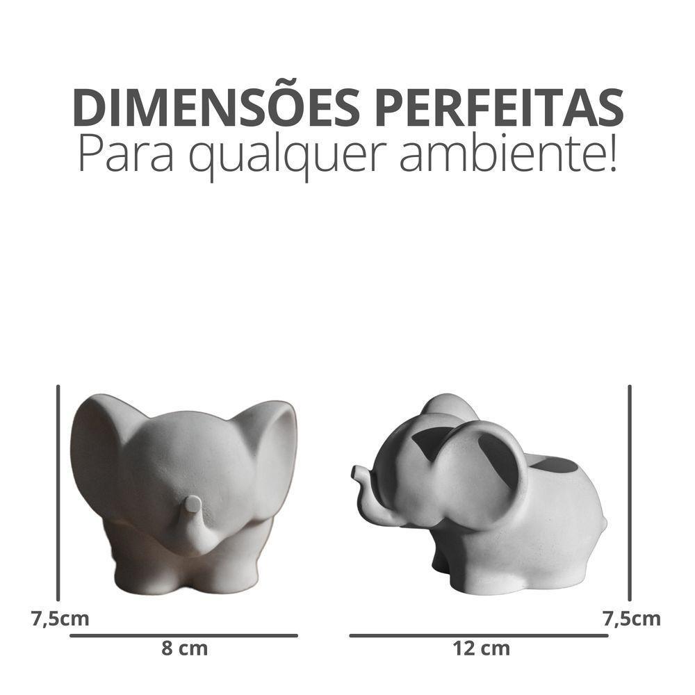 Vaso Decorativo Elefante 12cm Cimento Artesanal Cinza - 4