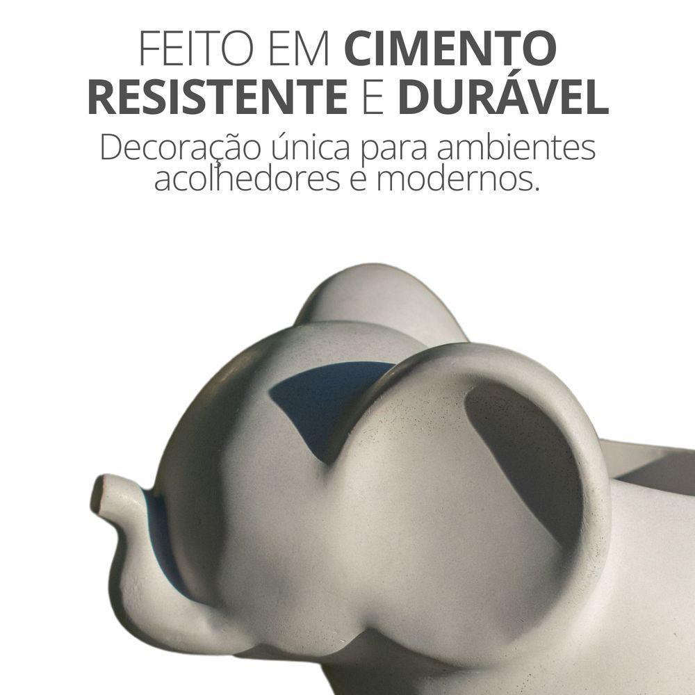 Vaso Decorativo Elefante 12cm Cimento Artesanal Cinza - 5