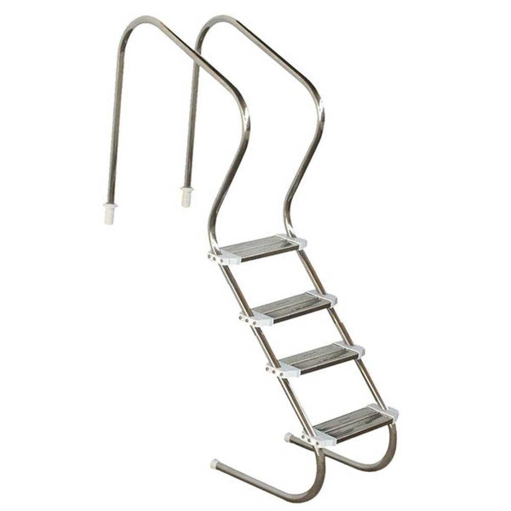 Escada Para Piscina Confort 2 Polegadas 4 Degraus Inox Duplo - Sodramar - 1