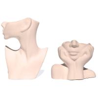 Vaso Decorativo 2 Peças Perfil E Mão No Rosto Em Cimento Artesanal Palha - 1