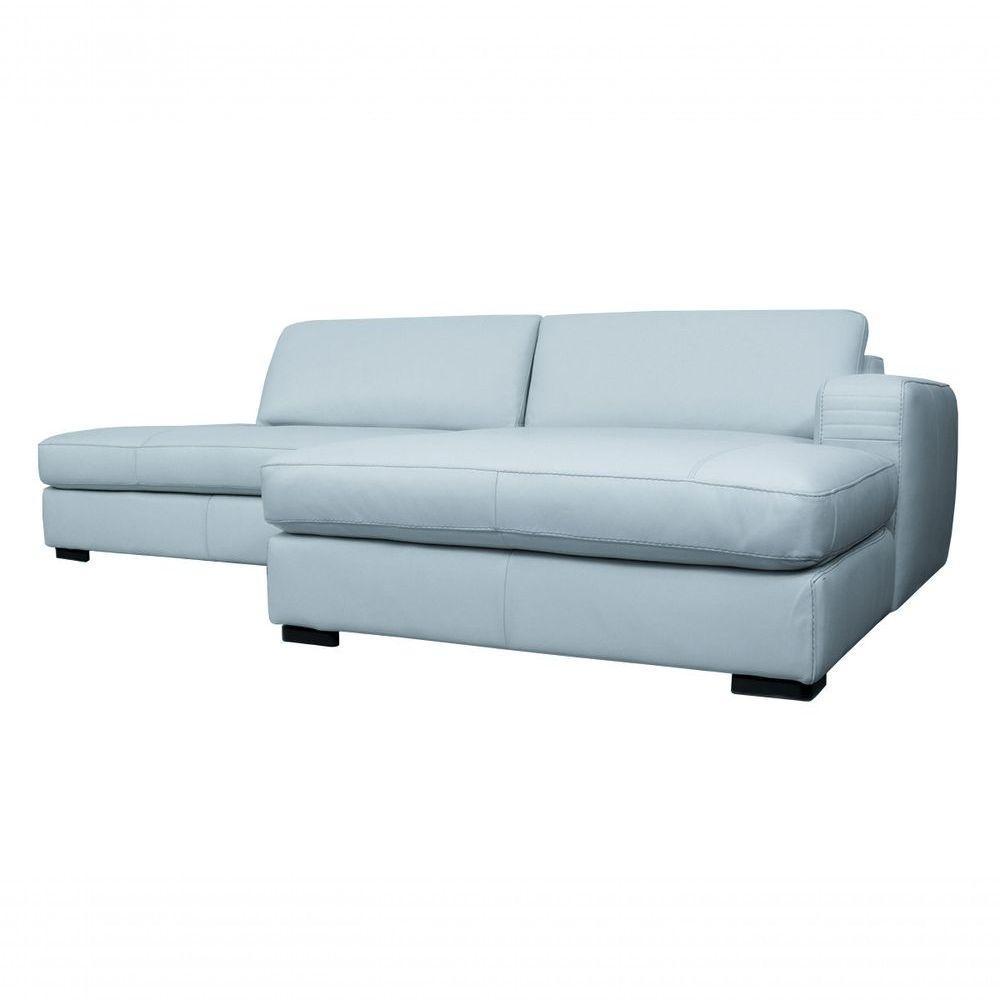 Sofá De Couro Com Chaise N.y. 3 Lugares Light Blue 2,54 M - Mempra - 3