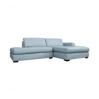 Sofá De Couro Com Chaise N.y. 3 Lugares Light Blue 2,54 M - Mempra - 1