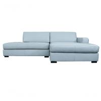Sofá De Couro Com Chaise N.y. 3 Lugares Light Blue 2,54 M - Mempra - 2