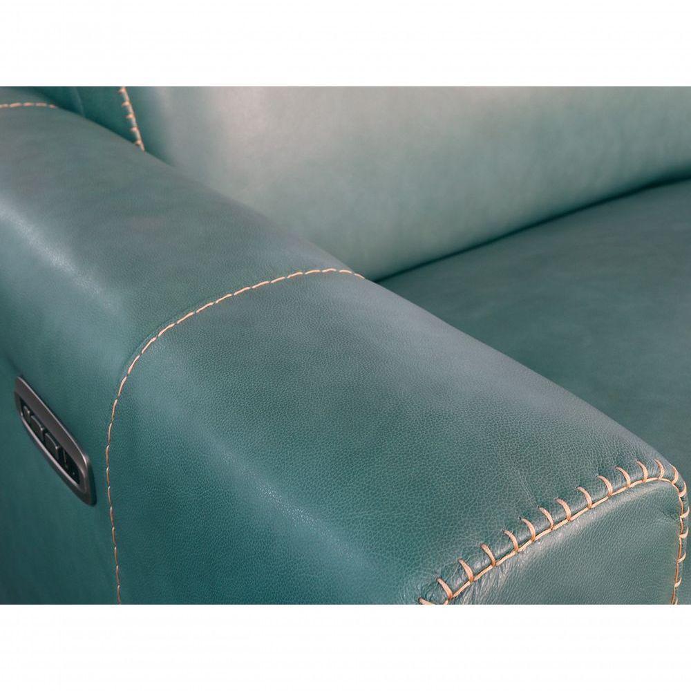 Sofá Reclinável Elétrico De Couro Legend Com Itable E Luminária à Esquerda Couro Turquese - Mempra - 5