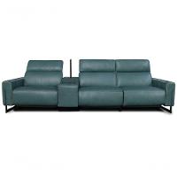 Sofá Reclinável Elétrico De Couro Legend Com Itable E Luminária à Esquerda Couro Turquese - Mempra - 1