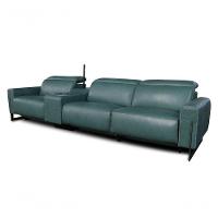 Sofá Reclinável Elétrico De Couro Legend Com Itable E Luminária à Esquerda Couro Turquese - Mempra - 3