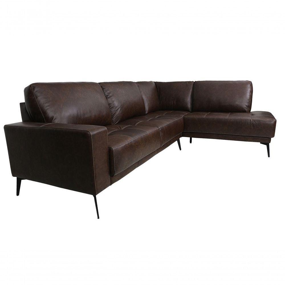 Sofá De Couro Rubi 2 Lugares Com Chaise Direita Soft Tabaco - Mempra Design - 3
