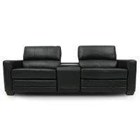 Sofá Reclinável Elétrico De Couro Jordânia 2 Lugares Com Baú E Porta Copos Preto Pigmentado - Mempra - 1