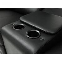 Sofá Reclinável Elétrico De Couro Jordânia 2 Lugares Com Baú E Porta Copos Preto Pigmentado - Mempra - 5