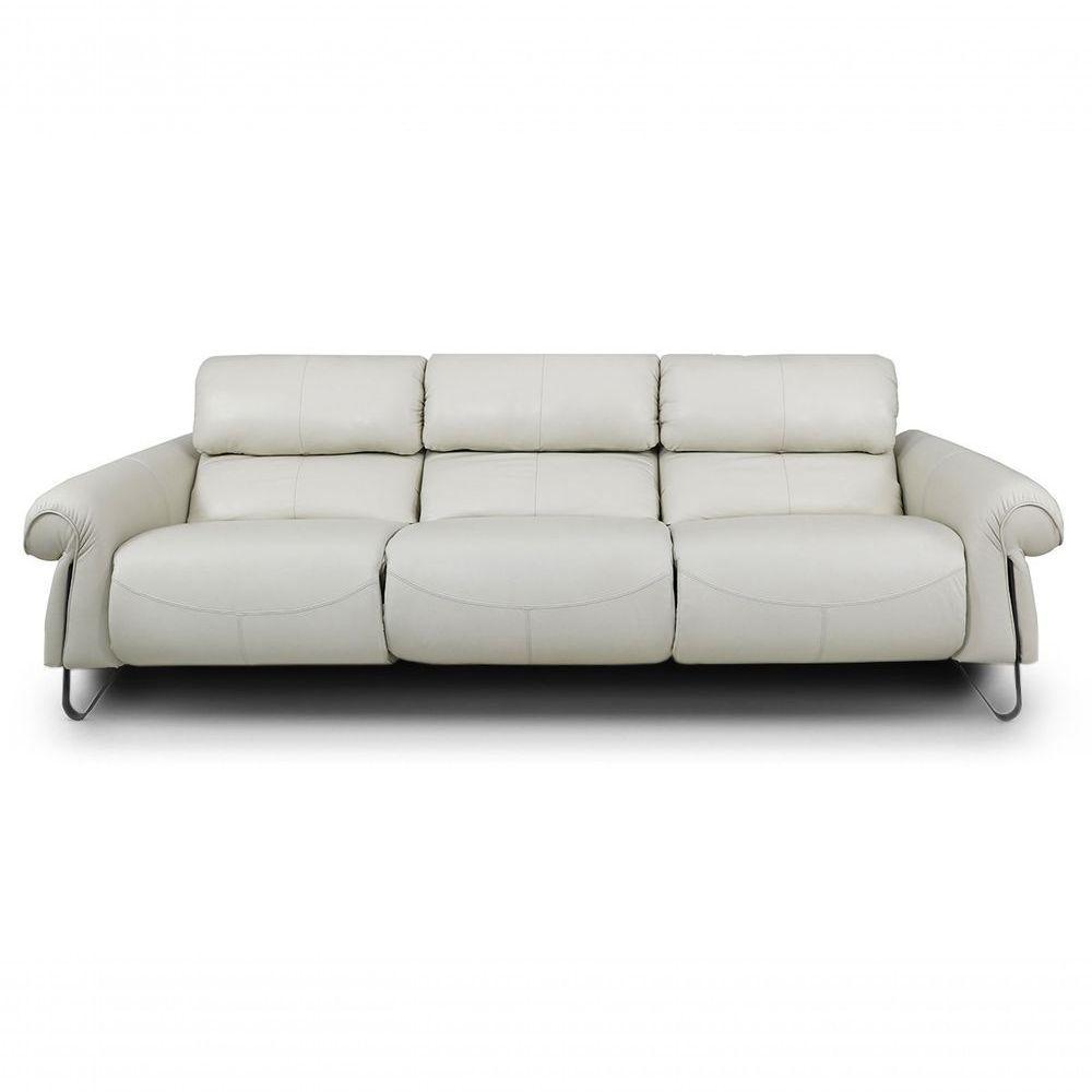 Sofá Reclinável Elétrico De Couro Belarus Off White - Mempra (3 Módulos) - 1