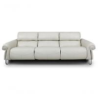 Sofá Reclinável Elétrico De Couro Belarus Off White - Mempra (3 Módulos) - 1