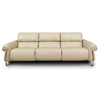 Sofá Reclinável Elétrico De Couro Belarus Manteiga - Mempra (3 Módulos) - 1