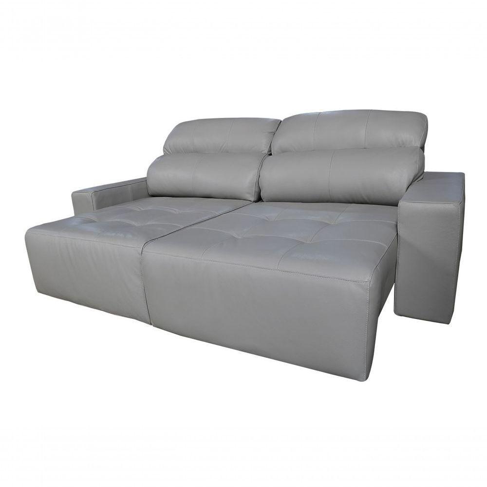 Sofá Retrátil E Reclinável De Couro Atami 2,50 M Grizzy - Mempra Design - 3