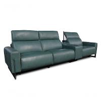 Sofá Reclinável Elétrico De Couro Legend Com Itable E Luminária à Direita Couro Turquese - Mempra - 2
