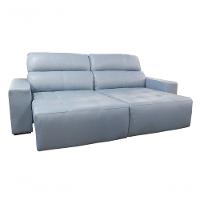 Sofá Retrátil E Reclinável De Couro Atami 2,50 M Light Blue - Mempra Design - 2