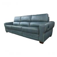 Sofá Reclinável De Couro Lisboa 3 Lugares Couro Turquese - Mempra - 2